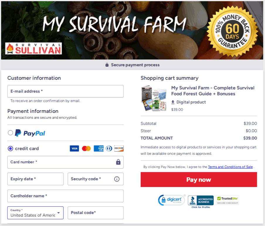 My Survival Farm Checkout